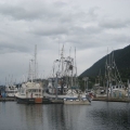 Looking small among the fishing boats